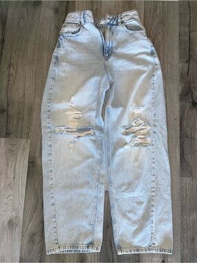 Garage Light Wash Ripped Wide-Leg Jeans